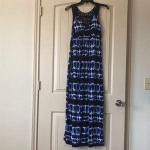 Faded Glory Blue/White Maxi Dress- Size Small